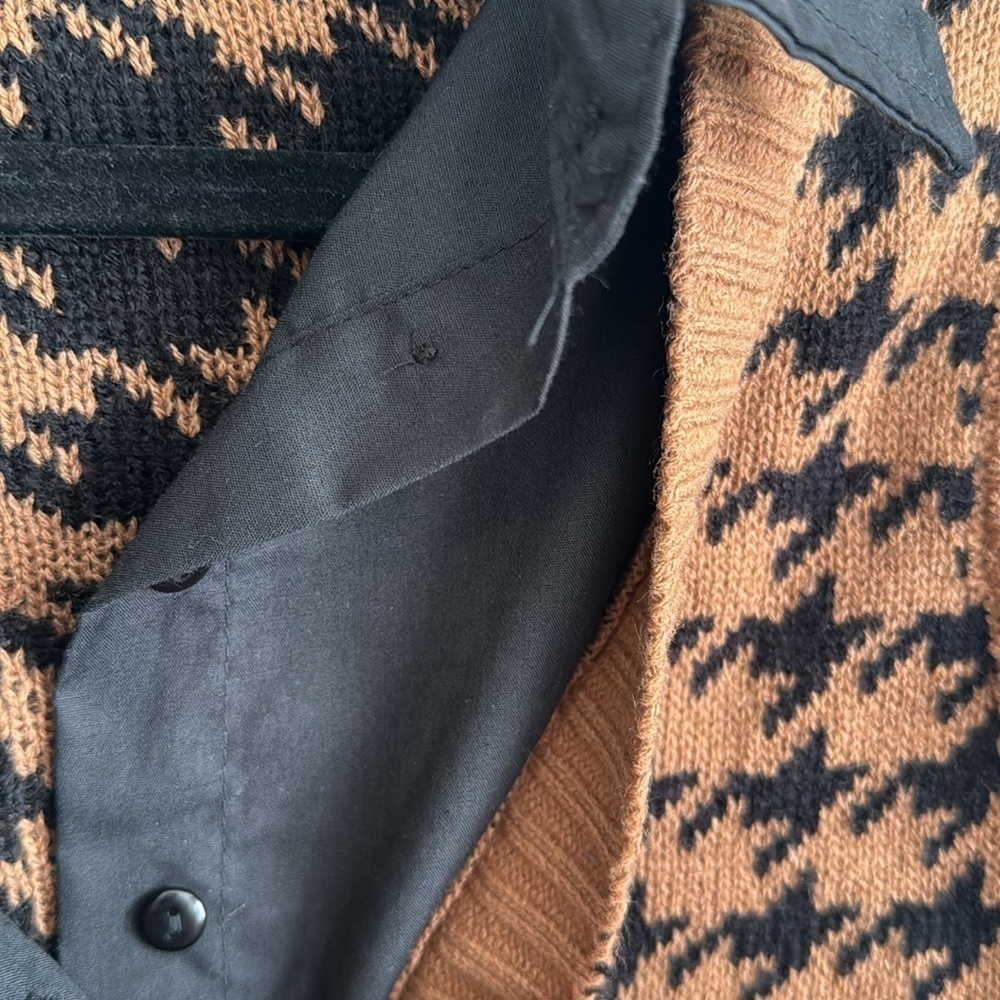 Heart & Heels Dogstooth V-Neck Button Up Cardigan Collared Black | SIZE M - Picture 10 of 12